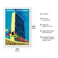 thumbnail image 2 of United Nations Building New York - United Air Lines - Vintage Airline Travel Poster by Joseph Binder c.1957 - Fine Art Matte Paper Print (Unframed) 30x44in, 2 of 4