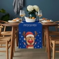 thumbnail image 2 of Merry Christmas Table Runner - 36 Inch Long, Kitchen Dining Table Runner Dresser Scarves, Blue Winter Xmas Hat Deer Snowflake Farmhouse Decor for Coffee Tables Wedding Party Banquet, 2 of 8