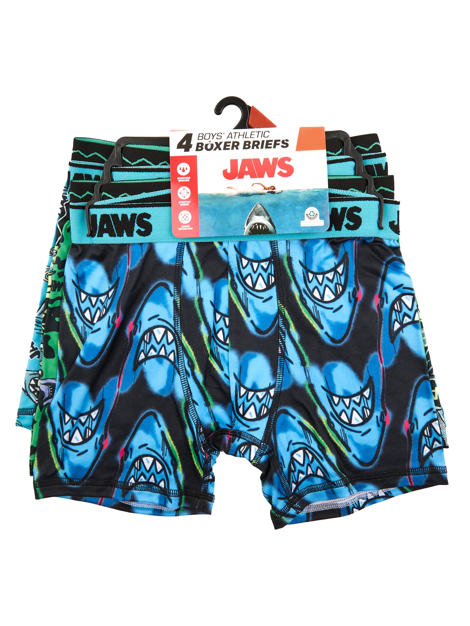 Jaws Boys Boxer Brief Underwear, 4-Pack, Sizes XS-XL