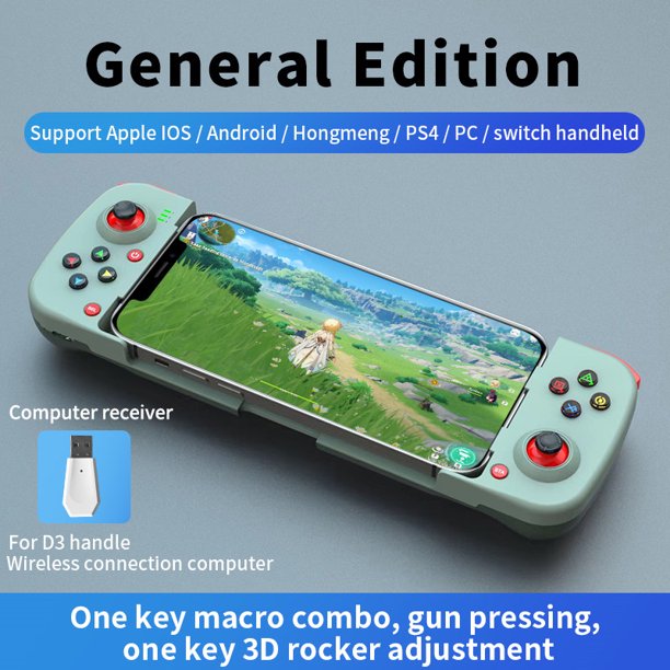 Controlador de juegos compatible con Bluetooth Gamepad para teléfono móvil para PUBG (Verde)