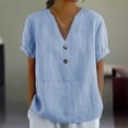 thumbnail image 2 of YOTMKGDO Short Sleeve V-Neck Shirt | Women's able Casual V Neck d Top T Shirt, summer tops for women (Light Blue, XL), 2 of 6