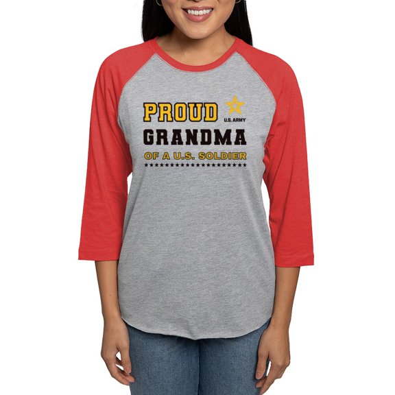 CafePress - Proud Grandma Of A Soldier Black And Gold Long Sleeve T Shirt - Womens Baseball Tee