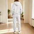 thumbnail image 6 of Fabrcox Women 2 Piece Sweatsuit Outfits Fleece Hoodie and Straight Leg Sweatpants Fall Winter Running Casual Lounge Tracksuits for Women White S, 6 of 7