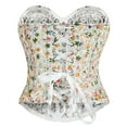 thumbnail image 6 of Ugoldhm Women's Strapless Corset Top - Fishbone Overbust Floral Embroidered Bustier Crop Tube Top, 6 of 8