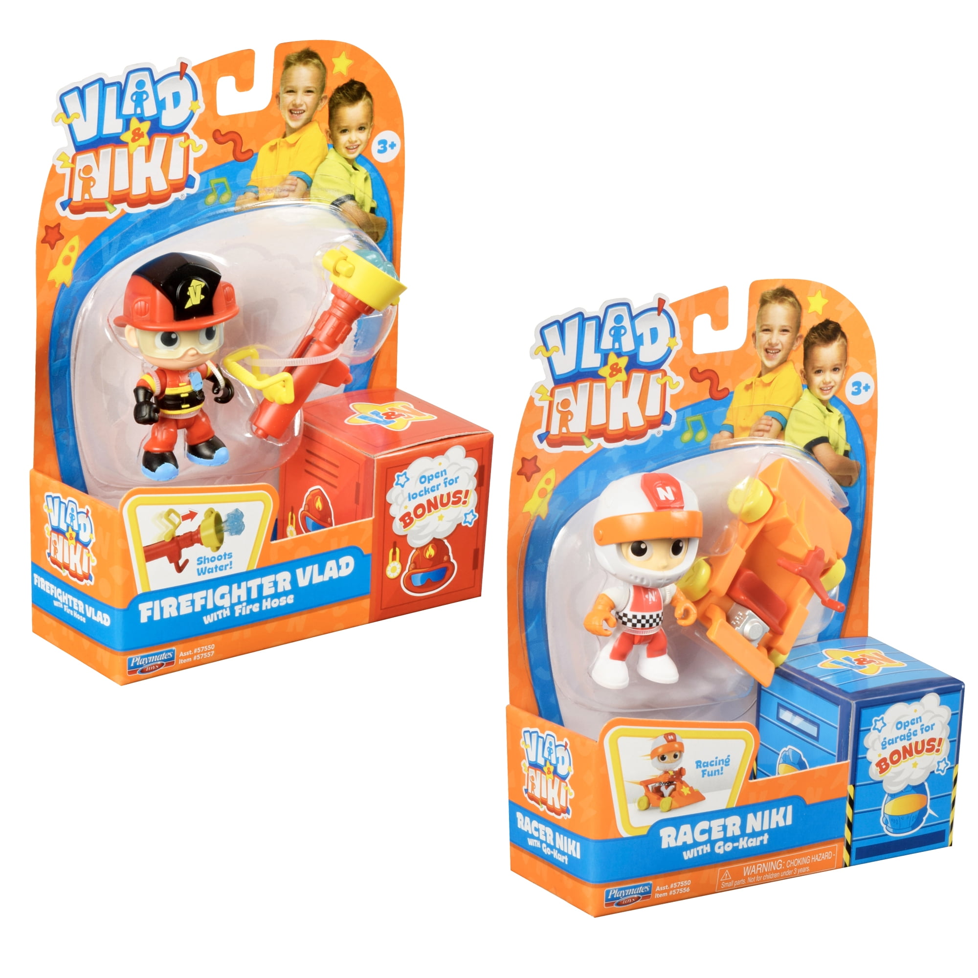 Vlad & Niki 3” Firefighter Vlad and Racer Niki 2-Figure Bundle with Accessories and Surprise Bonuses