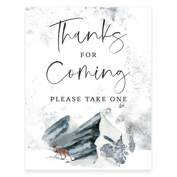Koyal Wholesale Winter Woodland Watercolor Party Sign Please Take One 8.5x11