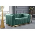 thumbnail image 1 of K-Living Shannon Velour Fabric Loveseat In Mint With Accent Gold Base, 1 of 6