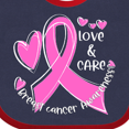 thumbnail image 4 of Inktastic Love, Care, Cure Breast Cancer Awareness Pink Ribbon Boys or Girls Baby Bib, 4 of 4