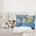 thumbnail image 4 of Ambesonne Tribal Throw Pillow Cover 2 Pack, Skull with Feathers Folk, 24", Violet Blue Cream Pearl, 4 of 7