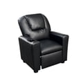thumbnail image 2 of Kids PU Leather Recliner Chair with Cupholder, Comfy Toddlers Upholstered Armchair with Headrest and Footrest, Modern Accent Leisure Single Sofa Couch Chair for Boys & Girls, Black, 2 of 5