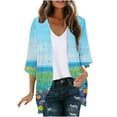 thumbnail image 3 of jsaierl Women's Floral Print Puff Sleeve Kimono Cardigan Loose Cover Up Casual Blouse Tops, 3 of 6