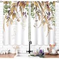 thumbnail image 3 of Watercolor Leaves Small Kitchen Curtains Botanical Flower Window Treatment Autumn Plant Eucalyptus Cafe Short Curtains for Bathroom Dining Laundry Room Fall Tier Treatment Drapes 27.5x39 inch, 3 of 6