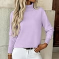 thumbnail image 4 of Fshiont 2026 New Turtleneck Sweaters for Women Long Sleeve Knitted Slim Pullover Soft Comfortable Casual Tops Fall Winter Light Purple XL, 4 of 5