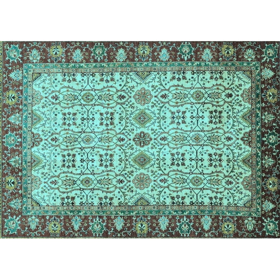Ahgly Company Indoor Rectangle Oriental Light Blue Traditional Area Rugs, 2' x 3'