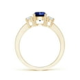 thumbnail image 2 of ANGARA Lab Grown 1 Ct Three Stone Blue Sapphire and Lab Diamond Ring for Women in 14K Yellow Gold (Size-6mm) | September Birthstone, Anniversary, Jewelry Gift for Women | Lab-Grown Blue Sapphire Ring, 2 of 8