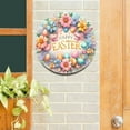 thumbnail image 2 of Room Decor 1pc Happy Easter Round Aluminum Sign, 8x8 Inch, 2D Printed Vintage Floral Wreath Design, UV & Scratch Resistant with Anti-Graffiti Finish, Metal Wall Decor for Home, Kitchen, 2 of 7