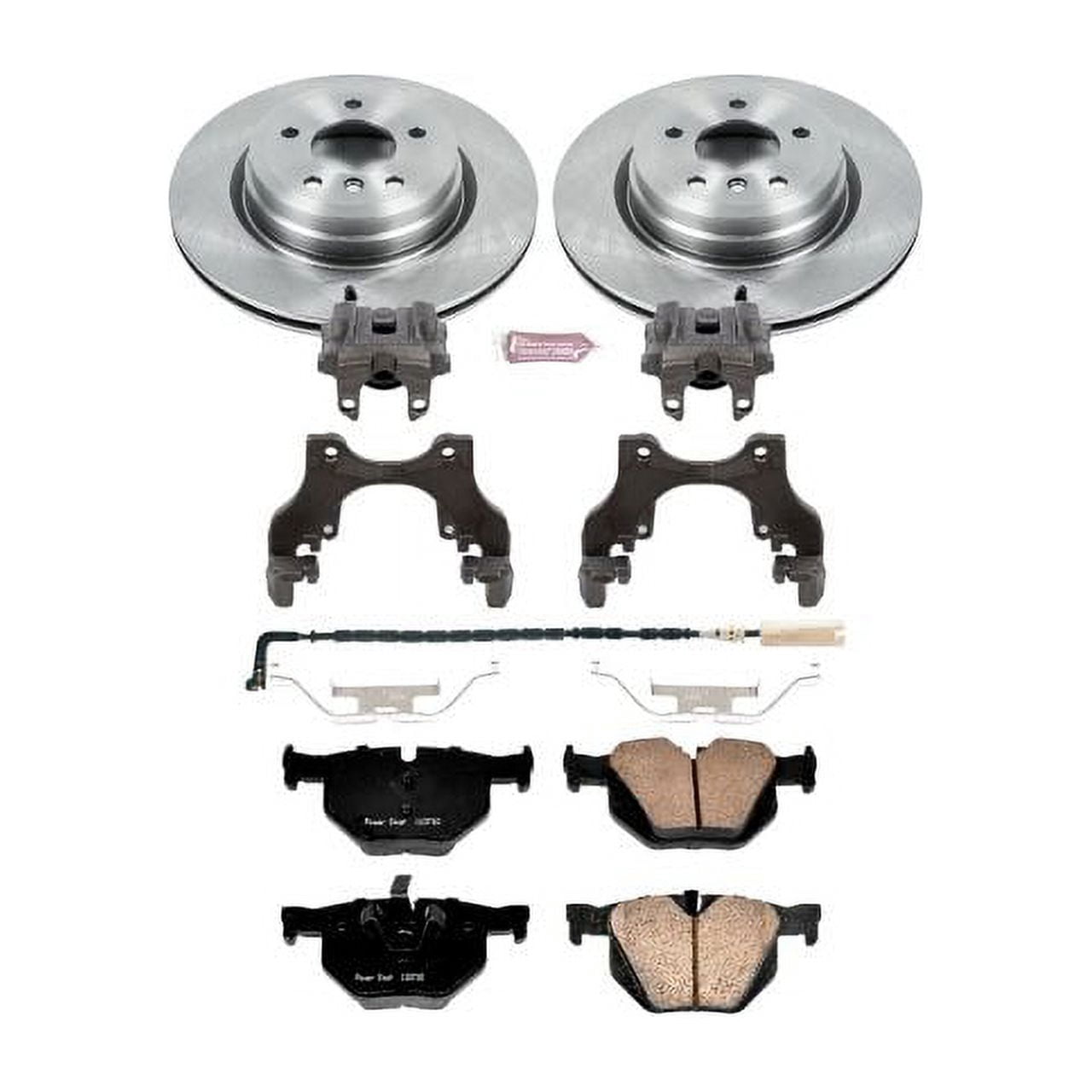 PowerStop Rear Stock Replacement Brake Pad and Rotor Kit with Calipers Fits: BMW Select Models KCOE045