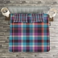 thumbnail image 3 of Ambesonne Checkered Quilted Bedspread Set 3 Pcs, Scotland Country Tile, King Size, Violet Pale Blue Salmon, 3 of 3