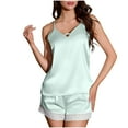 thumbnail image 2 of pstuiky Pajama Shorts Set Women Oversized Solid Color Cami Silk Sleepwear Leisure Loose Fit Crew Neck Sleeveless Pajama Sets with Shorts Womens Loungewear Set Light Blue L, 2 of 9