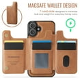 thumbnail image 3 of Dteck for iPhone 16 Magnetic Case with Detachable Wallet Card Holder, Compatible with MagSafe, RFID Blocking Credit Slots Kickstand Shockproof Phone Cover for Women Men,Brown, 3 of 6