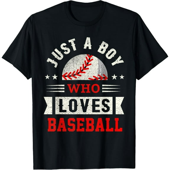 Just A Boy Who Loves Baseball Shirt American Sport Fan Boys Funny Creative Graphic T-Shirt