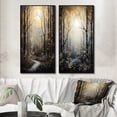thumbnail image 1 of Designart "Forest Tree Monochrome Moonlit Forms II" Art Mural Encadré Monochrome Ensemble de 2 - Toile Encadrée Florale Dorée pour Décoration de Salon, 1 of 6