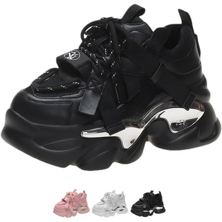 Sparkly Cool Platform Shoes Fashion Chunky Sneakers for Women Trendy Casual Thick Dad Aesthetic Shoes