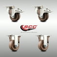 thumbnail image 2 of 3 Inch 316SS High Temp Glass Filled Nylon Plate Caster Set 2 Lock Brake 2 Rigid, 2 of 2