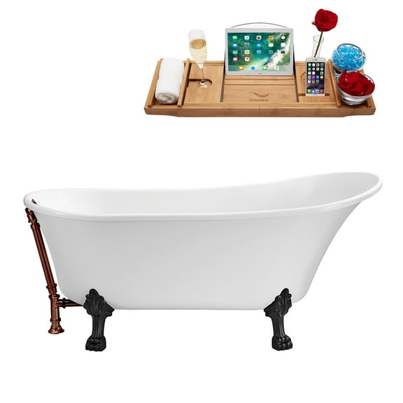 55" Streamline N343BL-ORB Clawfoot Tub and Tray With External Drain