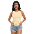 thumbnail image 6 of Womens Sleeveless Ribbed Fitted Tank Top Racerback Crew Neck Casual Vest, 6 of 6