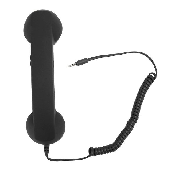 Retro Telephone Receiver Professional 3.5mm Plug Radiation Proof Wired Cellphone Handset for Smartphone PC Black