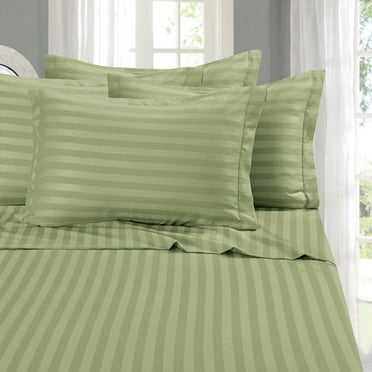 Wrinkle-Free 6-Piece STRIPE Sheet Set, California King, Sage