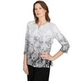 thumbnail image 3 of Alfred Dunner Womens Ombre Scroll Split Beaded Neck Top, 3 of 4
