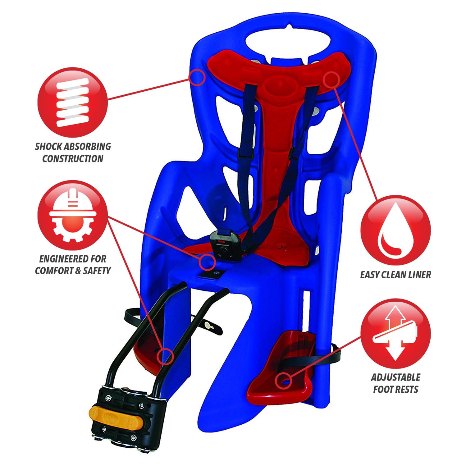 Bellelli Pepe Seatpost Mounted Baby Carrier, Red/Blue - image 3 of 5