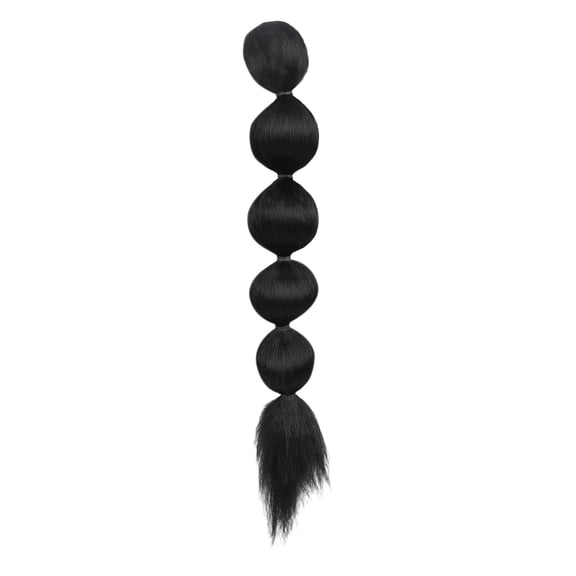 Bubble Braided Ponytail Extension for Women, Wrap Around Synthetic Hair Piece with Leather Cord for Daily Styling(Black,52cm)