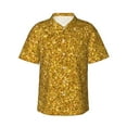 thumbnail image 1 of Balery Gold Glitter Camisas hawaianas de manga corta para hombre, camisas playeras de corte holgado, camisas de vacaciones con botones,Large, 1 of 7