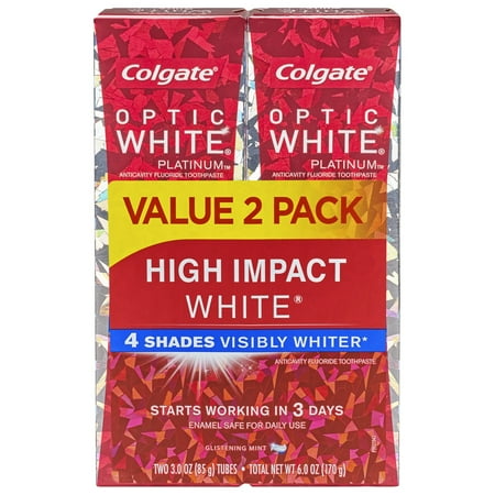 Colgate Optic White High Impact White Whitening Toothpaste - 3 ounce (2 pack)