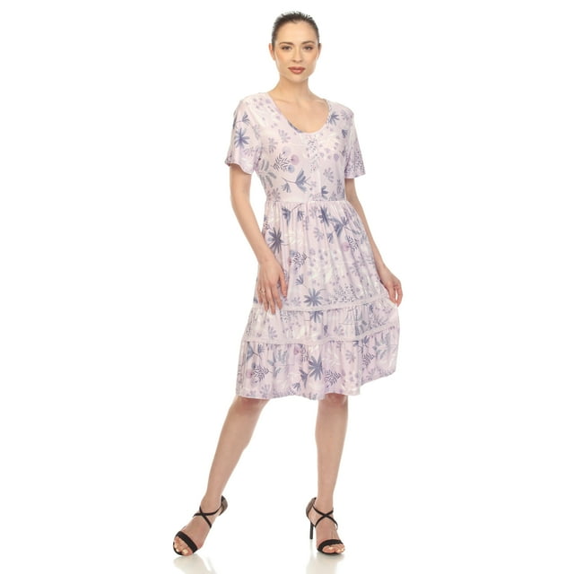 White Mark Women's Floral Short Sleeve Dress