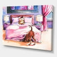 thumbnail image 3 of Brown Dog Looking Under the Bed and Teddy Bear 40 in x 30 in Painting Canvas Art Print, by Designart, 3 of 4