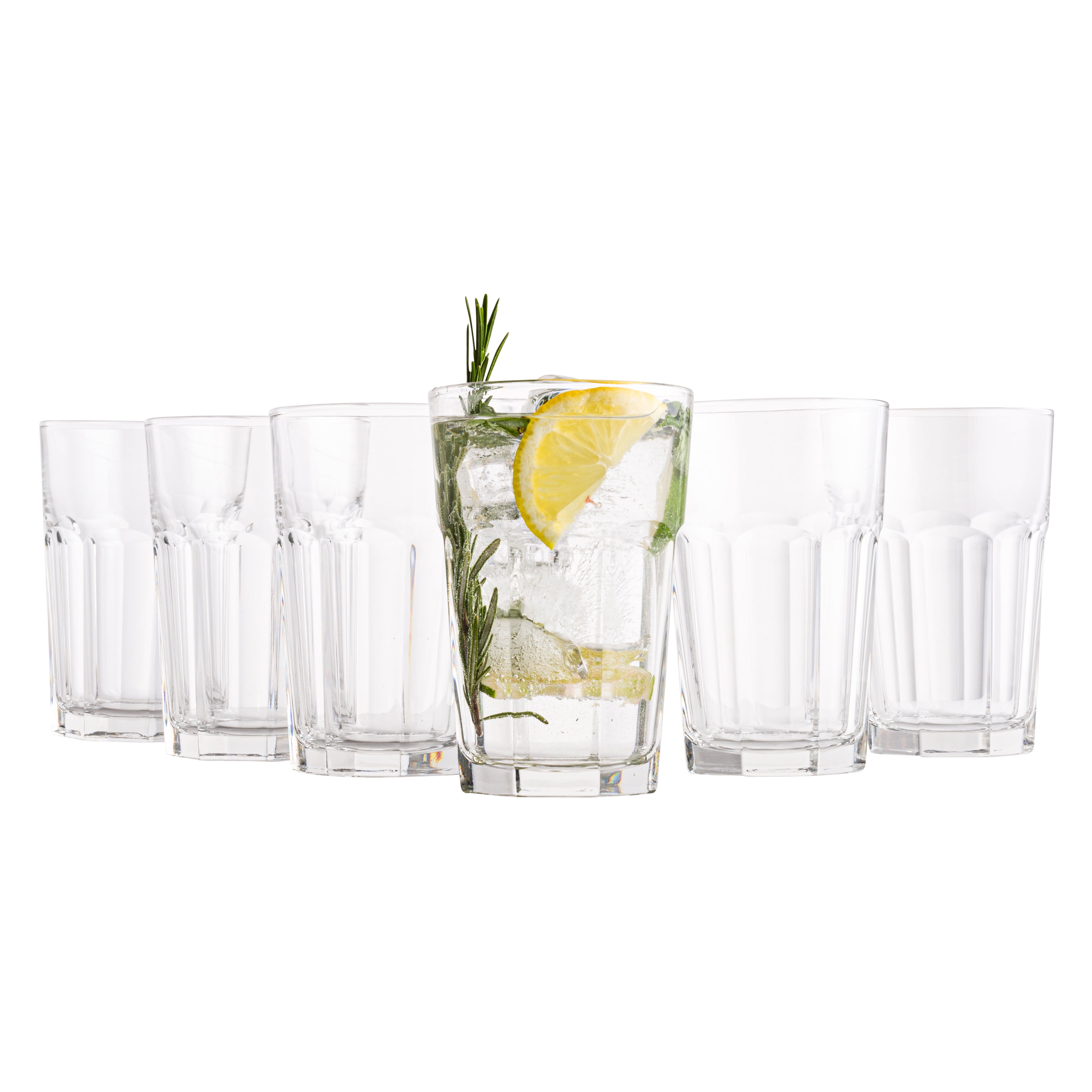 Vikko 14 Oz Drinking Glasses Thick And Durable Dishwasher Safe 6 Clear Glass Tumblers