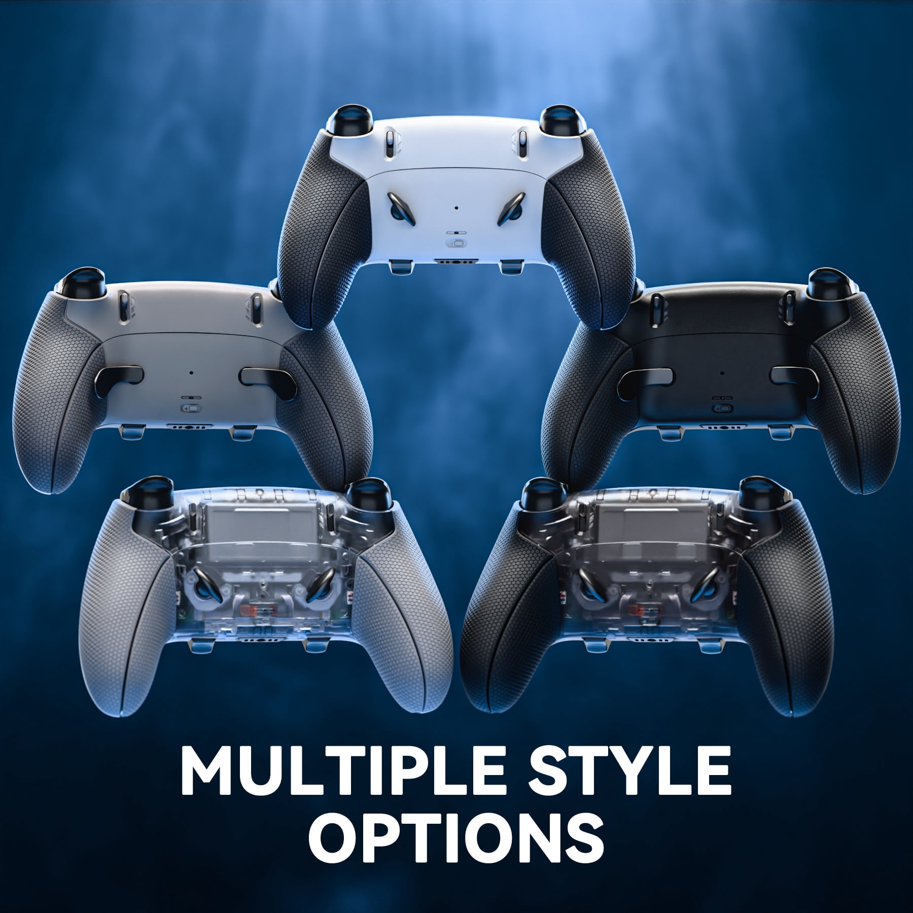 eXtremeRate Beyond-ARC Shell Kit for PS5 Edge Controller - Rubberized Grip Front & Back Cover (Clear & Black)