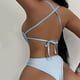 thumbnail image 2 of Gibobby Trajes de Baño Mujer Traje de baño sexy de color sólido para mujer Bikini sin espalda ajustado(Azul,M), 2 of 5