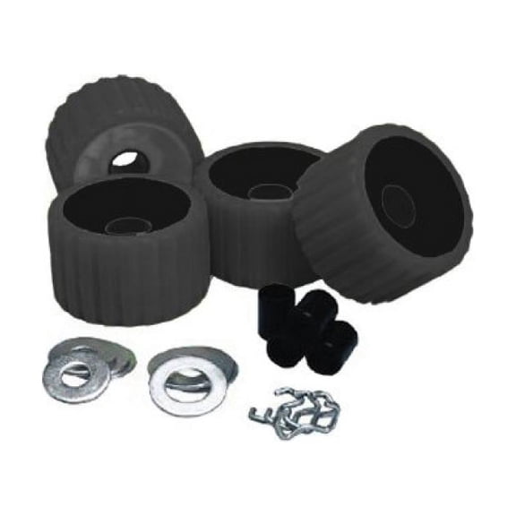 C.E. SMITH 29210 / C.E. Smith Ribbed Roller Replacement Kit - 4 Pack - Black