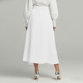 thumbnail image 5 of QATAINLAV Womens Elegant High Waisted Linen Midi Skirt Lightweight Summer Swing A-Line Wrap Business Casual Skirts White XL, 5 of 7