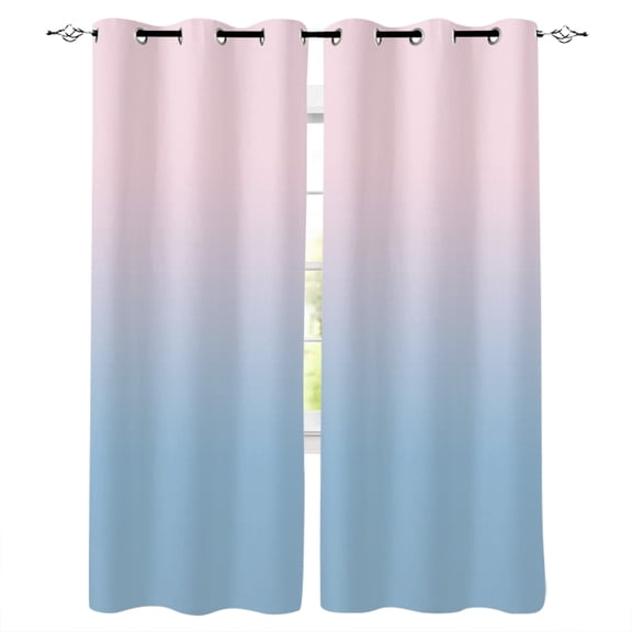Blackout Curtains for Bedroom, Pink Blue Ombre Room Darkening Window Drapes for Living Room, Pink Gradient Color Modern Abstract Art Thermal Insulated Grommet Curtains, 52x63 inch, 2 Panels