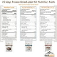 thumbnail image 5 of MOUNTAIN ESSENTIALS 120 Servings Freeze Dried Premium Variety Meat Kit | High Protein Intake Contains 2988 Protein Packed Emergency Long Shelf Stable Easy Prep Food For Survival, Camping & Backpacking, 5 of 6