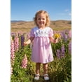 thumbnail image 5 of BemeyourBBs Toddler Baby Girl Summer Striped Dress Little Baby Girl Silly Goose Big Sister Outfit 12 18 24 Months 2 3 4 5 Years Scalloped Collar Puff Short Sleeve Silly Goose Floral Embroidery Dress, 5 of 9