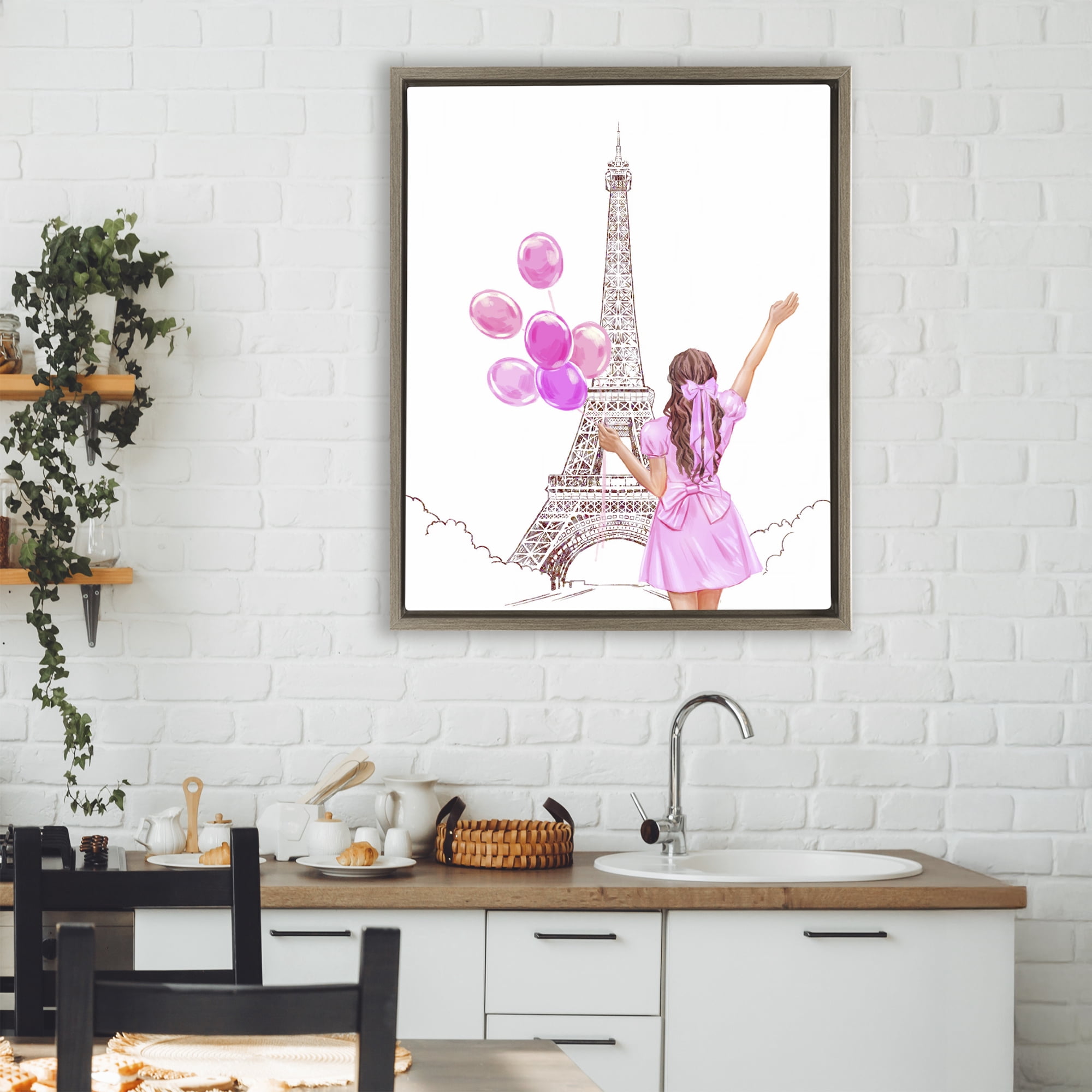 Stupell Industries Chic Paris Celebration Brown Framed Floater Canvas Wall Art, design by Ziwei Li