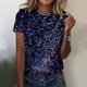 thumbnail image 2 of Gibobby Casual Playera de Manga Corta para Mujer Camiseta informal holgada manga corta con cuello redondo y estampado informal verano para mujer(Azul oscuro,G), 2 of 4
