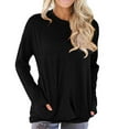 thumbnail image 2 of Baberdicy Basic Shirts Tank Tops Women Casual Long Sleeve Cotton Solid Loose Pockets T-Shirt Blouses Tops Loose Fit Basic Shirts Black 2Xl, 2 of 8